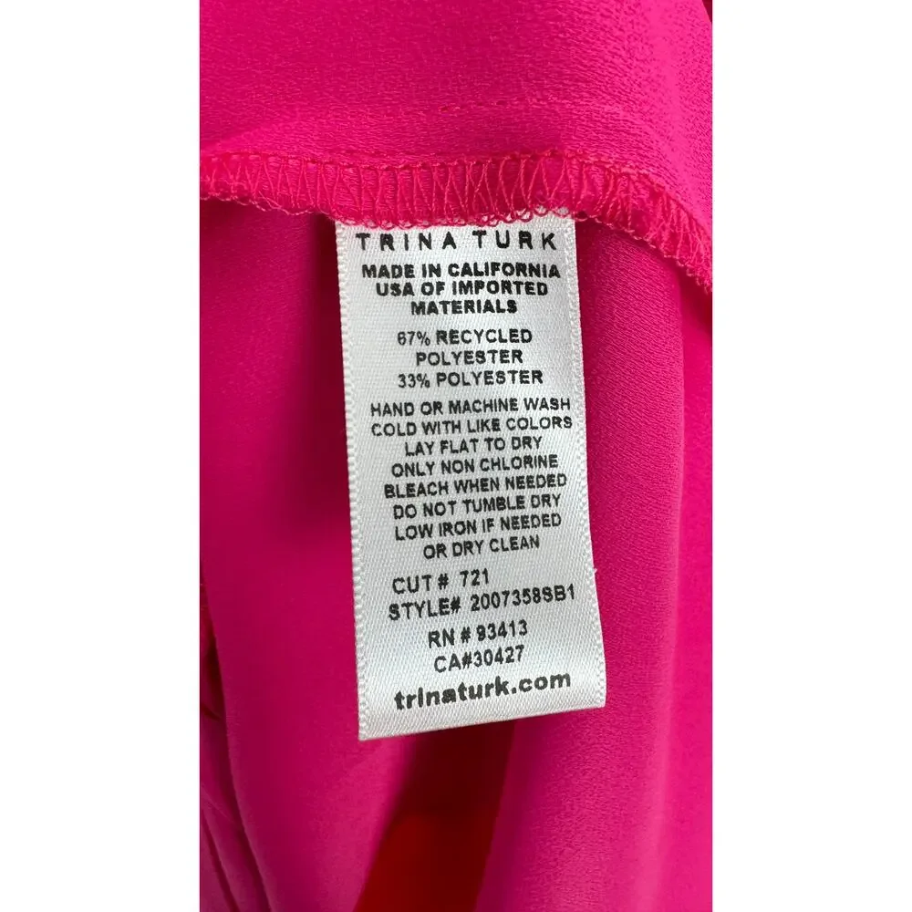 Trina Turk Womens Draped Back Dress Size 6 Faye Fuchsia Pink